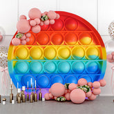 Lofaris Circle Pop It Pattern Round Birthday Party Backdrop Kit